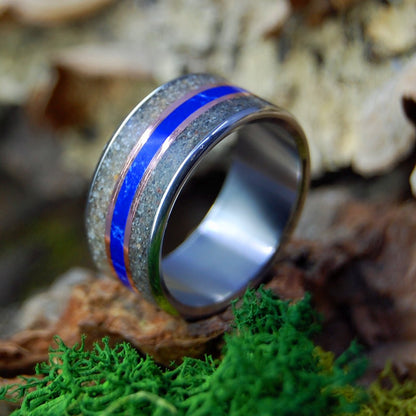 Sand Copper And Sodalite | Men's Sand, Copper, Sodalite & Titanium Wedding Ring - Minter and Richter Designs