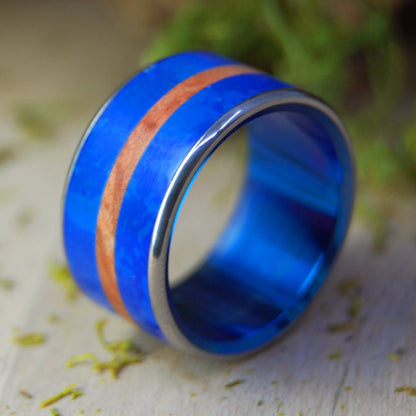 Sandbar | Men's Sodalite Stone, Amboyna Wood & Titanium Wedding Ring - Minter and Richter Designs