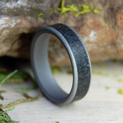 Sandblasted Icelandic Lava | Men's Icelandic Lava & Titanium Wedding Ring - Minter and Richter Designs