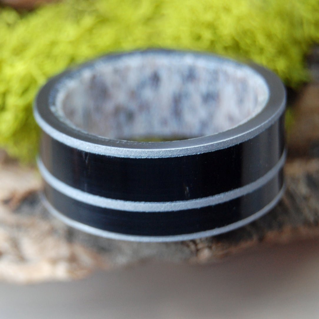 Sandblasted Man Of The Land | Men's Moose Antler, American Bison Horn & Titanium Wedding Ring - Minter and Richter Designs