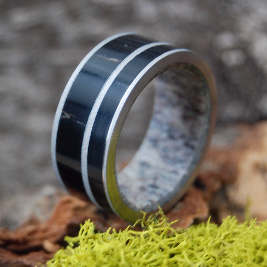 Sandblasted Man Of The Land | Men's Moose Antler, American Bison Horn & Titanium Wedding Ring - Minter and Richter Designs