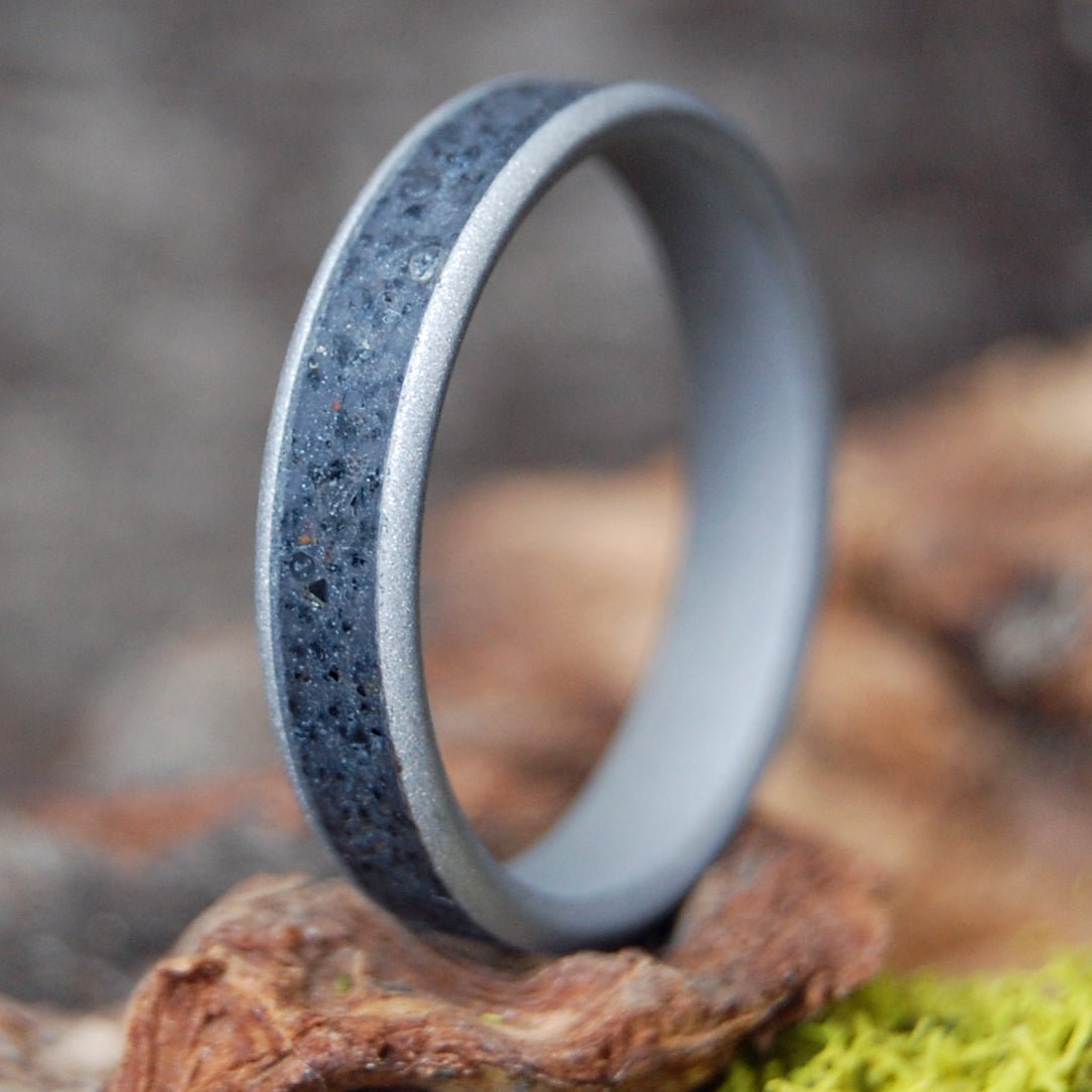 Sandblasted Volcanic Ash And Lava | Men's Volcanic Ash, Lava, & Beach Sand Wedding Ring - Minter and Richter Designs