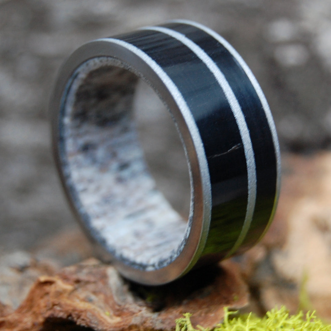 SANDBLASTED MAN OF THE LAND | Moose Antler & American Bison Horn - Unique Wedding Rings