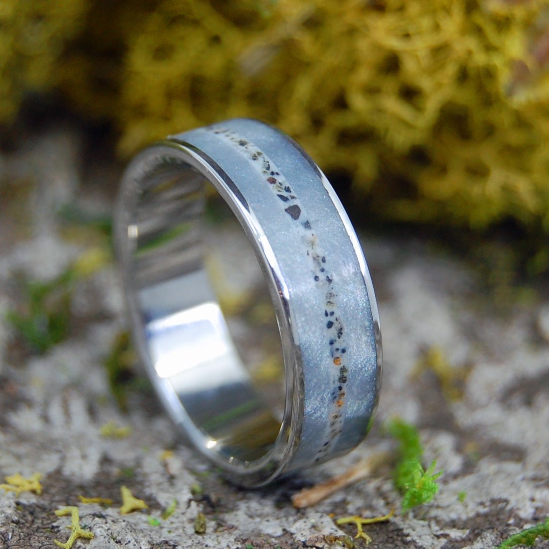 Sandy Path Between | Men's Beach Sand, Marbled Resin & Titanium Wedding Ring - Minter and Richter Designs