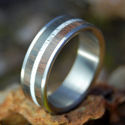 Satin Ebony Moose | Men's Ebony Wood, Moose Antler & Titanium Wedding Ring - Minter and Richter Designs