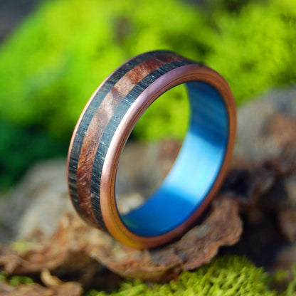 Scottish Bog Oak & Redwood | Men's Scottish Bog Oak, Redwood & Titanium Wedding Ring - Minter and Richter Designs