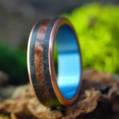 Scottish Bog Oak & Redwood | Men's Scottish Bog Oak, Redwood & Titanium Wedding Ring - Minter and Richter Designs