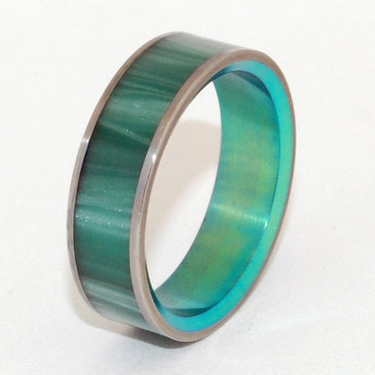 Sea Moss | Men's Antique Green Resin & Titanium Wedding Ring - Minter and Richter Designs