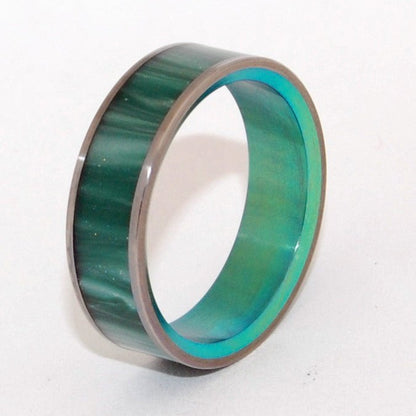 Sea Moss | Men's Antique Green Resin & Titanium Wedding Ring - Minter and Richter Designs