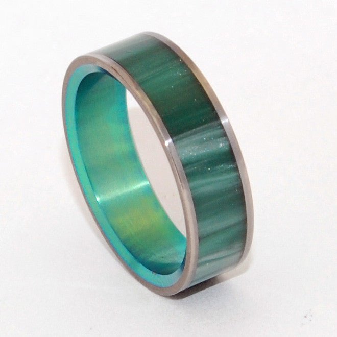 Sea Moss | Men's Antique Green Resin & Titanium Wedding Ring - Minter and Richter Designs