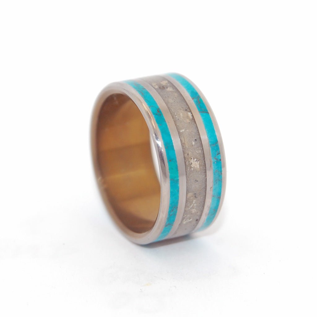 Sea Of Galilee | Men's Israel Beach Sand, Chrysocolla Stone & Titanium Wedding Ring - Minter and Richter Designs