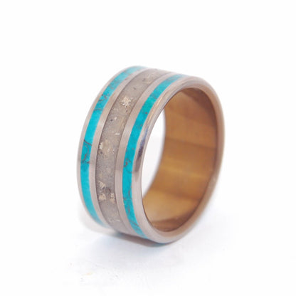 Sea Of Galilee | Men's Israel Beach Sand, Chrysocolla Stone & Titanium Wedding Ring - Minter and Richter Designs