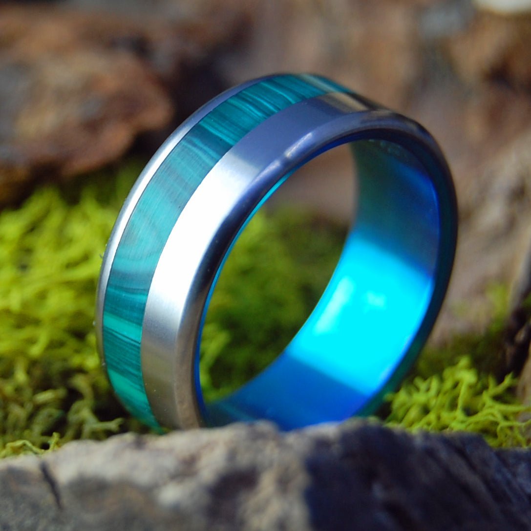 Sea Reeds | Men's Sea Reeds, Malachite Stone & Titanium Wedding Ring - Minter and Richter Designs