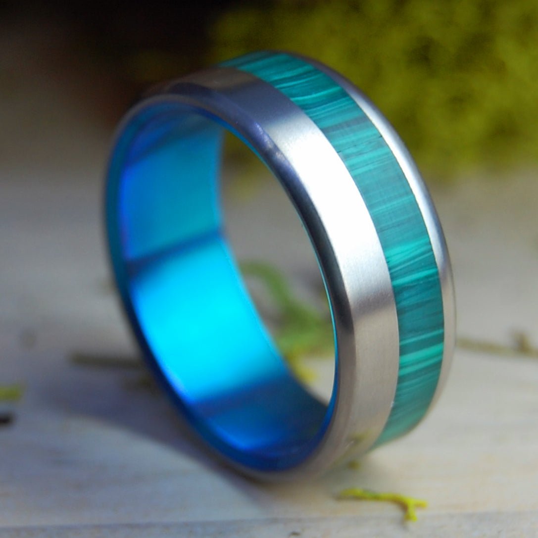 Sea Reeds | Men's Sea Reeds, Malachite Stone & Titanium Wedding Ring - Minter and Richter Designs