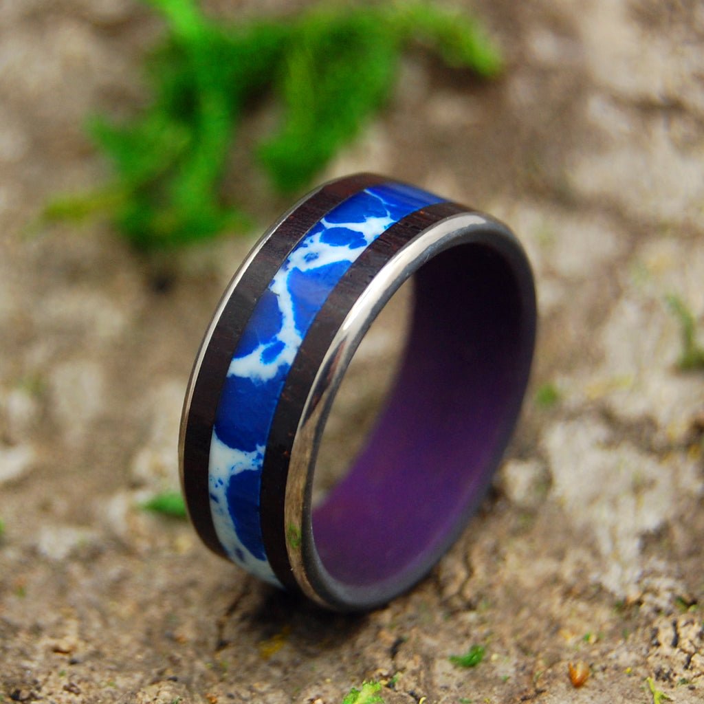 See Me Coming | Men's Cobalt Stone, Rosewood & Titanium Wedding Ring - Minter and Richter Designs