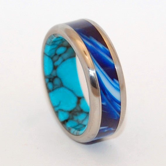 She Said Yes !! | Men's Turquoise & Titanium Wedding Ring - Minter and Richter Designs