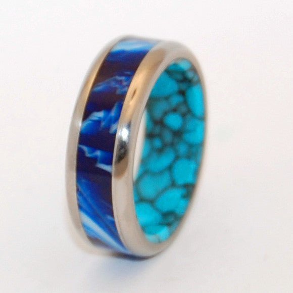 She Said Yes !! | Men's Turquoise & Titanium Wedding Ring - Minter and Richter Designs