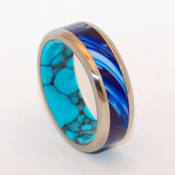 She Said Yes !! | Men's Turquoise & Titanium Wedding Ring - Minter and Richter Designs