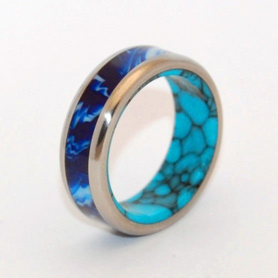 She Said Yes !! | Men's Turquoise & Titanium Wedding Ring - Minter and Richter Designs