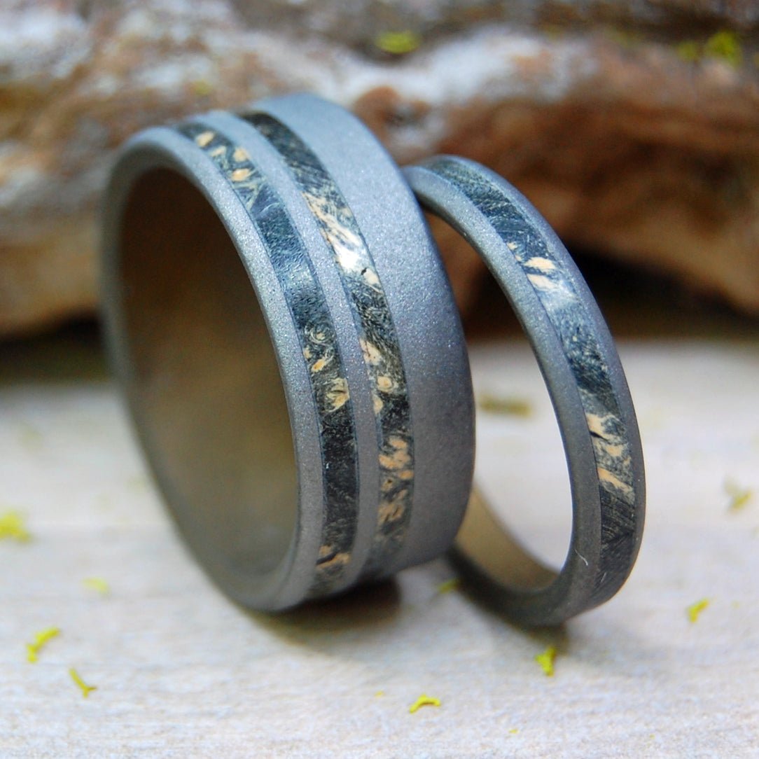 She Walked In And Bam! | Black Box Elderwood - Men's & Women's Wedding Ring Set - Minter and Richter Designs