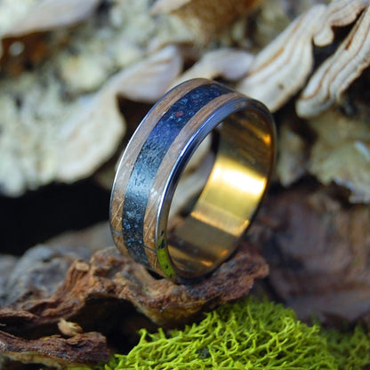 Shot Of Whiskey In Iceland | Men's Whiskey Barrel Wood, Icelandic Lava & Titanium Wedding Ring - Minter and Richter Designs