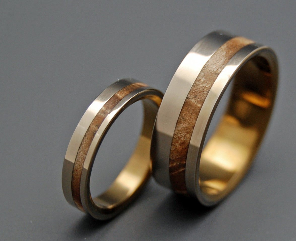 Silver Faun | Maple Wood & Titanium - Unique Wedding Ring - Wedding Ring Set - Minter and Richter Designs