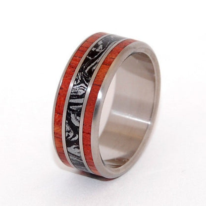 Silver Lining | Men's Black Silver, Blood Wood & Titanium Wedding Ring - Minter and Richter Designs