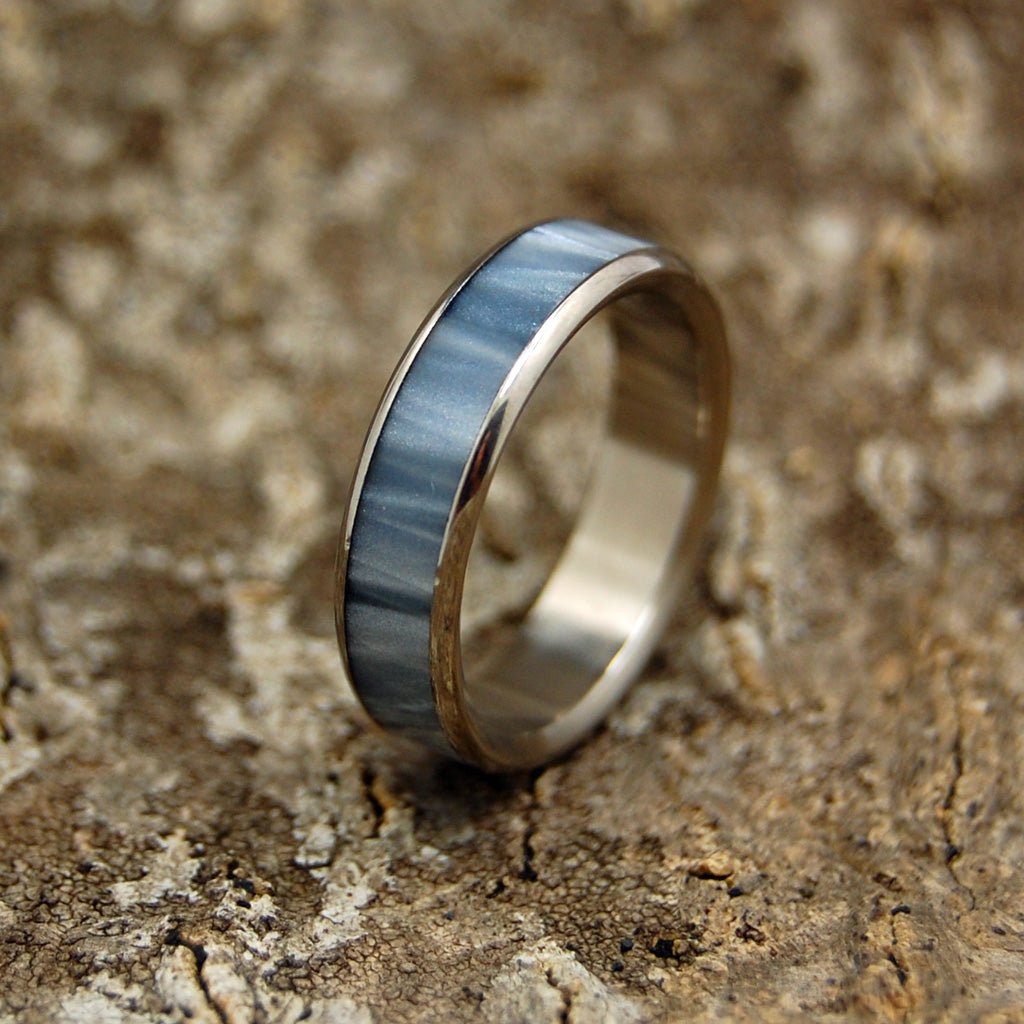 Slim Gray Marbled | Men's Gray Marbled Opalescent Resin & Titanium Wedding Ring - Minter and Richter Designs