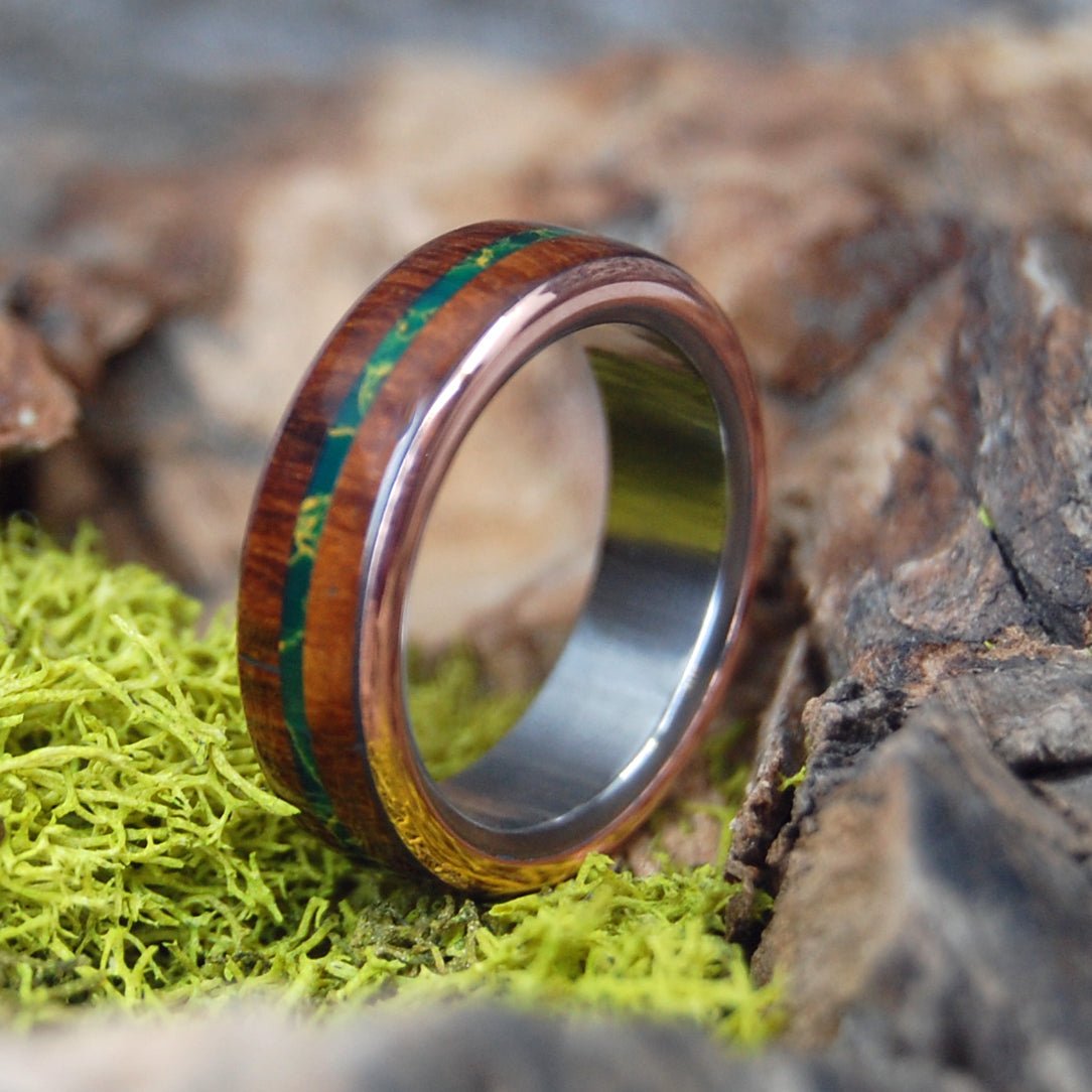 Snake Around My Heart | Men's Egyptian Jade Stone, Snakewood, & Copper Wedding Ring - Minter and Richter Designs