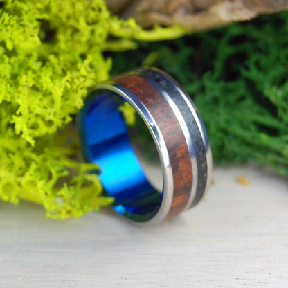 Snake In Iceland I Reynisfjara, Icelandic Lava And Snake Wood Wedding Ring | Men's Icelandic Lava, Snake Wood & Titanium Wedding Ring - Minter and Richter Designs