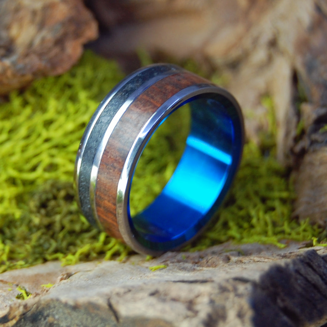 SNAKE IN ICELAND I Reynisfjara, Icelandic Lava and Snake Wood Wedding Ring - Minter and Richter Designs