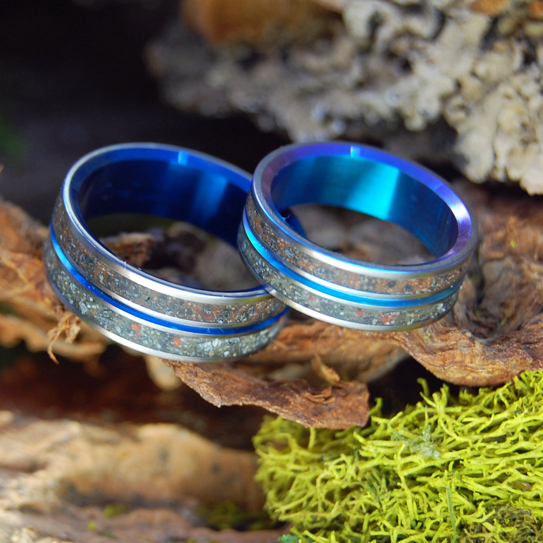 SNOW CANYON DEER | Deer Bone, Lava & Beach Sand Rings - Unique Wedding Rings - Minter and Richter Designs