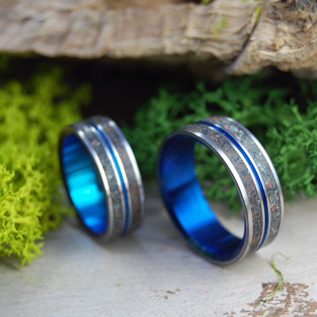 SNOW CANYON DEER | Deer Bone, Lava & Beach Sand Rings - Unique Wedding Rings - Minter and Richter Designs