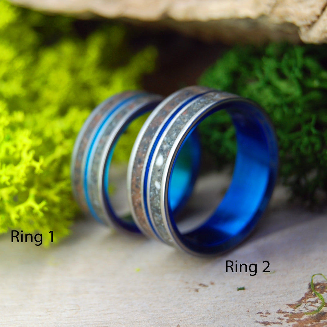 SNOW CANYON DEER | Deer Bone, Lava & Beach Sand Rings - Unique Wedding Rings - Minter and Richter Designs