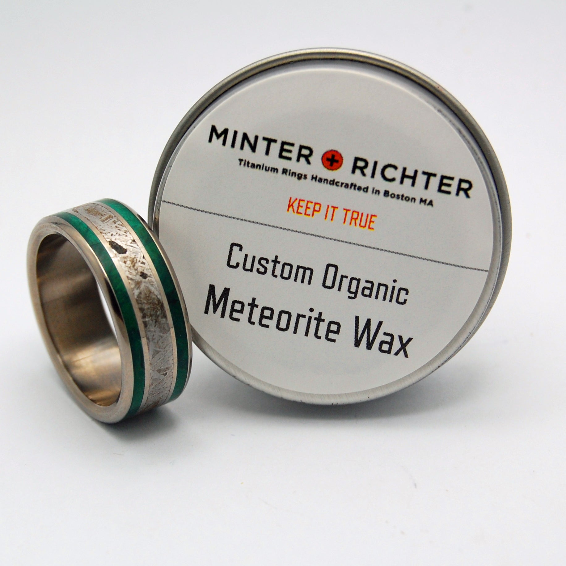 So Hot It Hisses | Men's Meteorite, Imperial Jade & Titanium Wedding Ring - Minter and Richter Designs