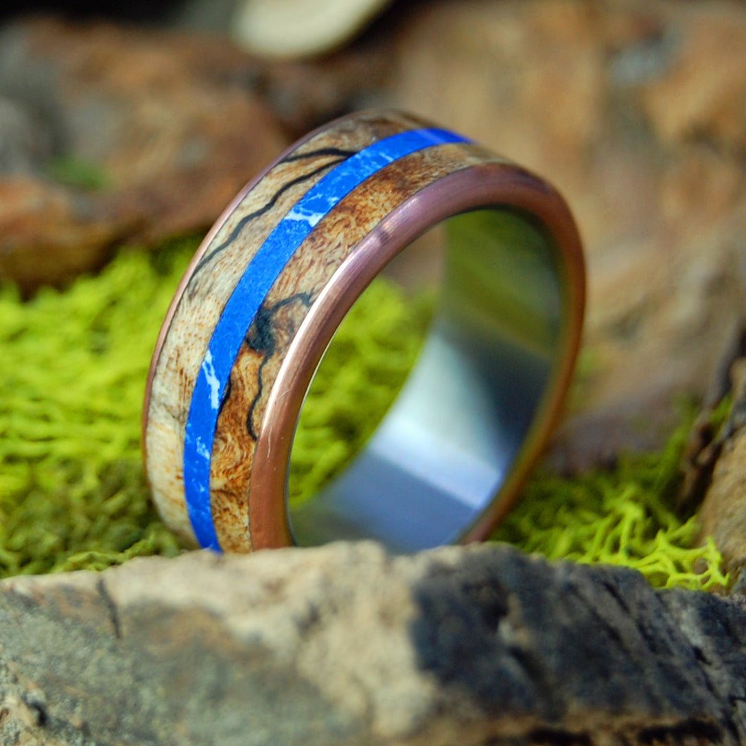 Sodalite And Spalted | Men's Spalted Maple, Sodalite & Titanium Wedding Ring - Minter and Richter Designs