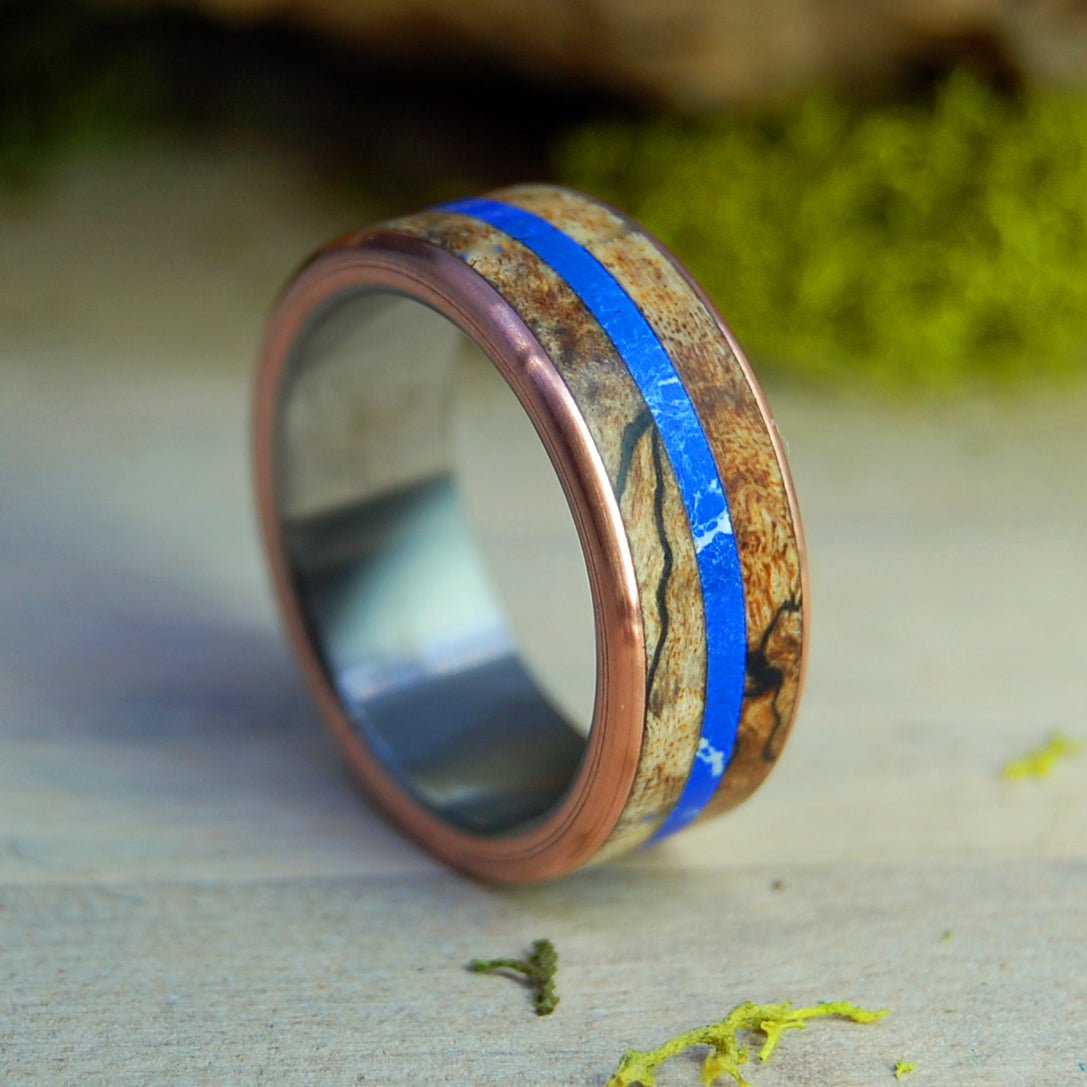 Sodalite And Spalted | Men's Spalted Maple, Sodalite & Titanium Wedding Ring - Minter and Richter Designs