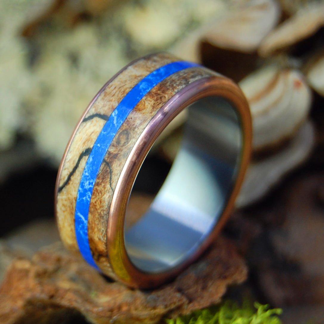 Sodalite And Spalted | Men's Spalted Maple, Sodalite & Titanium Wedding Ring - Minter and Richter Designs