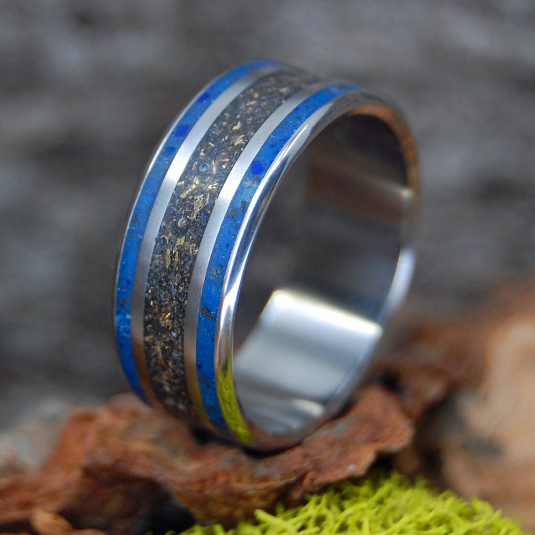 Solution Revolution | Men's Battleground Earth, Bullet Fragments & Titanium Wedding Ring - Minter and Richter Designs