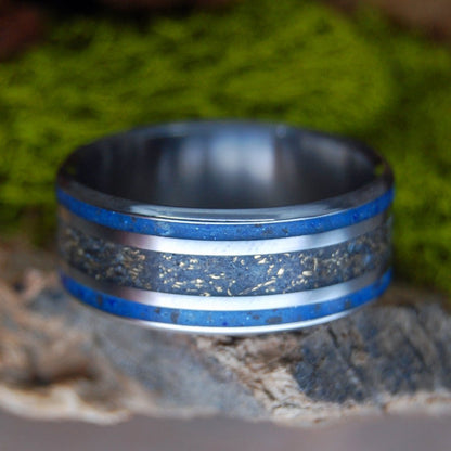 Solution Revolution | Men's Battleground Earth, Bullet Fragments & Titanium Wedding Ring - Minter and Richter Designs