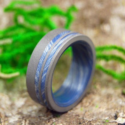 Son Of Adam | Men's Blue Silver Mokume Gane & Titanium Wedding Ring - Minter and Richter Designs