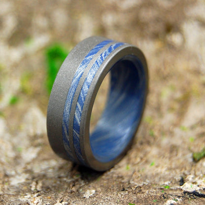 Son Of Adam | Men's Blue Silver Mokume Gane & Titanium Wedding Ring - Minter and Richter Designs