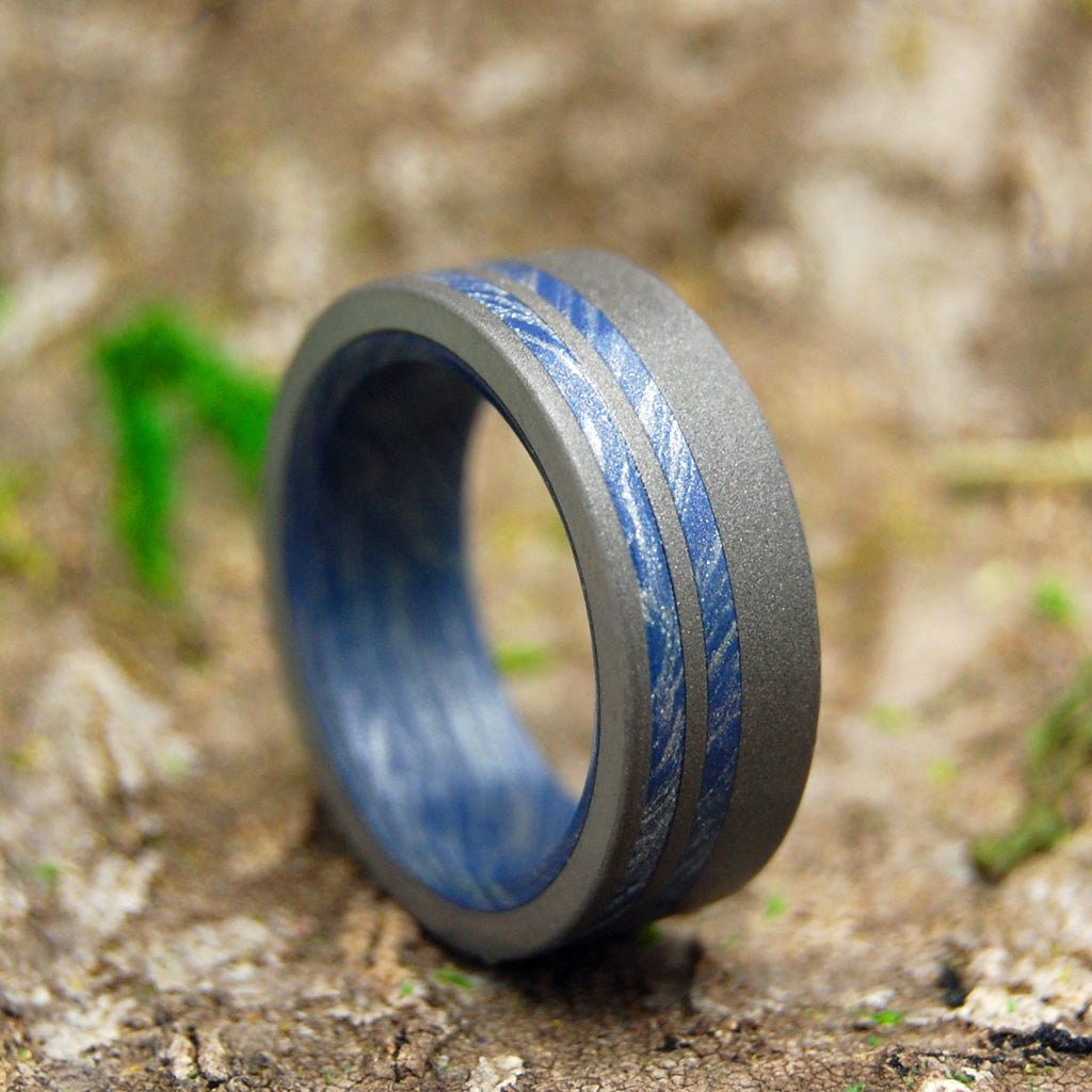 Son Of Adam | Men's Blue Silver Mokume Gane & Titanium Wedding Ring - Minter and Richter Designs