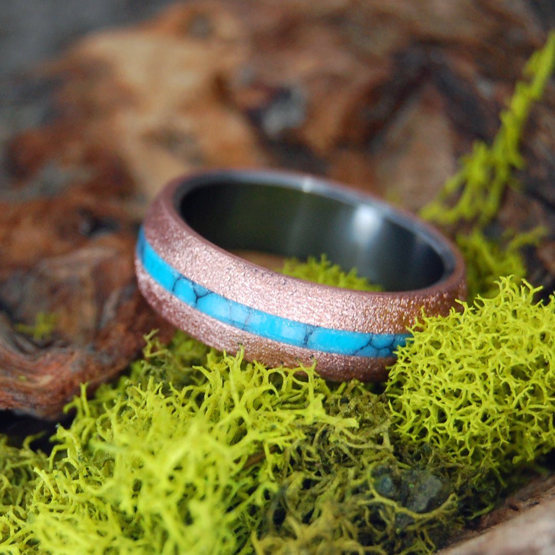 Soul Dome | Men's Copper, Turquoise & Titanium Wedding Ring - Minter and Richter Designs