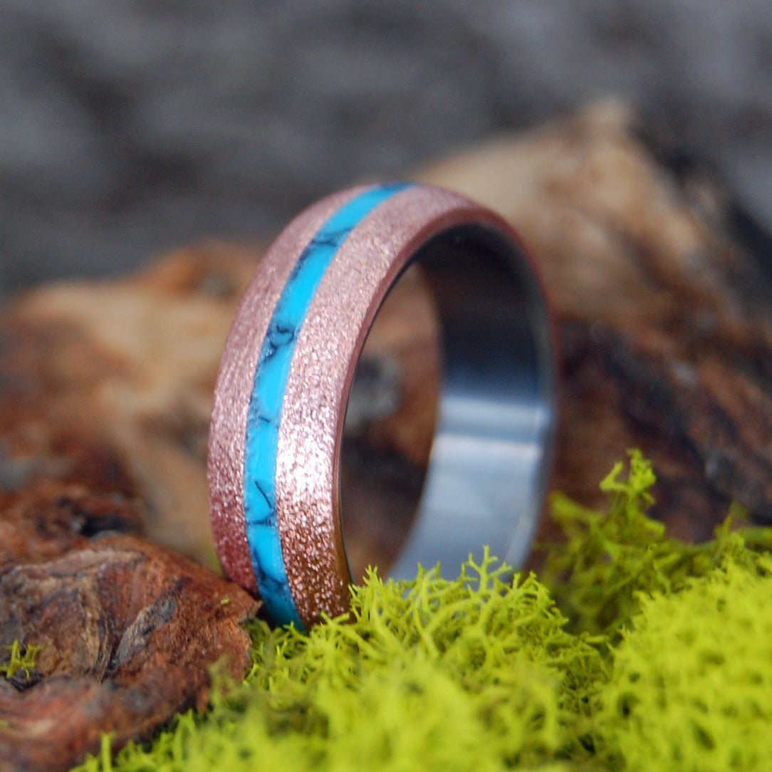 Soul Dome | Men's Copper, Turquoise & Titanium Wedding Ring - Minter and Richter Designs