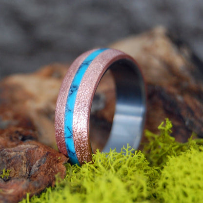 Soul Dome | Men's Copper, Turquoise & Titanium Wedding Ring - Minter and Richter Designs