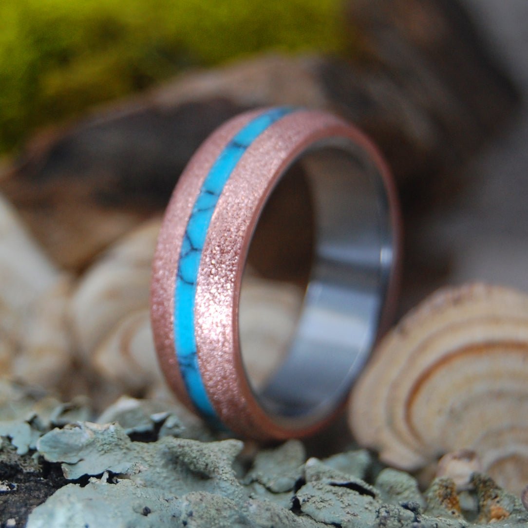 Soul Dome | Men's Copper, Turquoise & Titanium Wedding Ring - Minter and Richter Designs