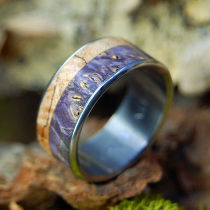 Spalted Maple And Purple Box Elder | Men's Spalted Maple, Purple Box Elder & Titanium Wedding Ring - Minter and Richter Designs