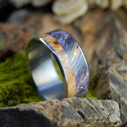 Spalted Maple And Purple Box Elder | Men's Spalted Maple, Purple Box Elder & Titanium Wedding Ring - Minter and Richter Designs