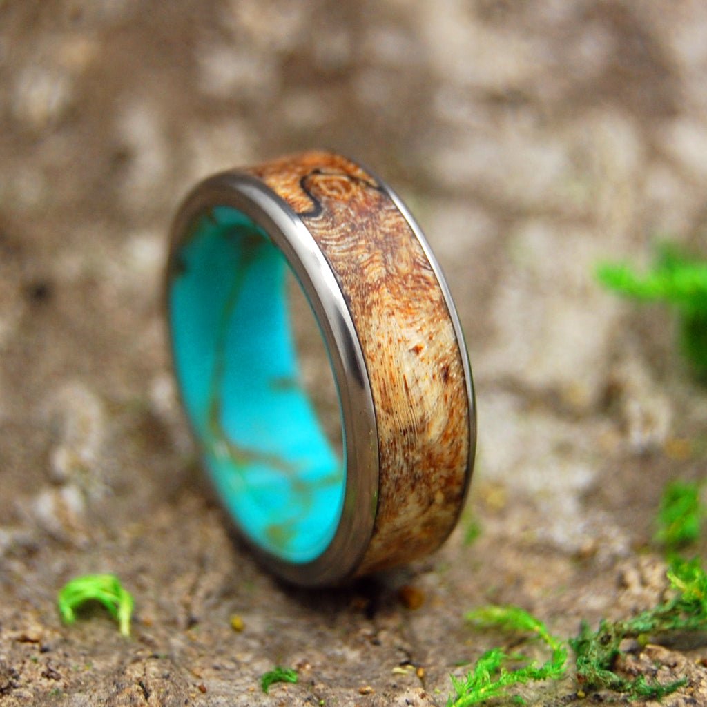 Spalted Maple Conifer | Men's Spalted Maple, Conifer & Titanium Wedding Ring - Minter and Richter Designs